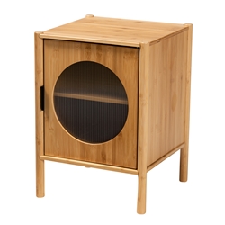 Baxton Studio Naresh Mid-Century Modern Transitional Natural Brown Bamboo Wood 1-Door End Table